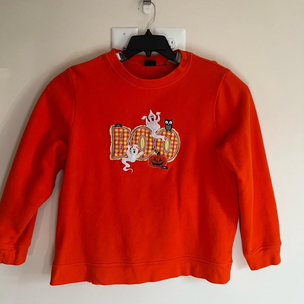 Vintage Holiday Editions Halloween Sweatshirt Orange “BOO” Ghosts  Size XL